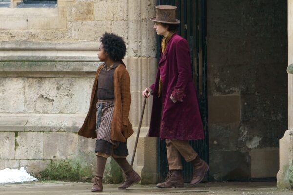 Filming continued in Oxford today for the prequel WONKA, a Warner Brothers Production, wearing his famous top had and velvet coat.

Chalamet, who plays the young Willy Wonka filmed scenes with child actress Calah Lane in the period production, the crew took over a large part of historical Oxford as they worked.

Pictured: Calah Lane,Timothee Chalamet
Ref: SPL5290248 160222 NON-EXCLUSIVE
Picture by: Spartacus / SplashNews.com

Splash News and Pictures
USA: +1 310-525-5808
London: +44 (0)20 8126 1009
Berlin: +49 175 3764 166
photodesk@splashnews.com

World Rights